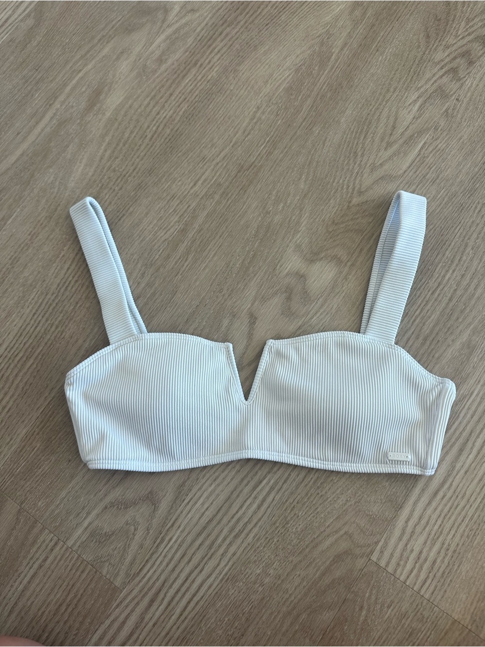 Roxy Cream Ribbed V-Notch Bralette